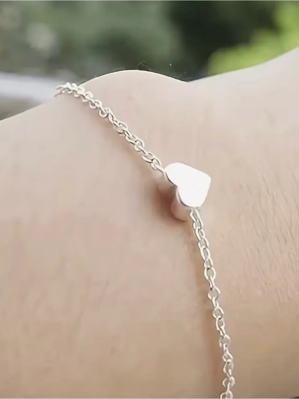 Silver Heart Chain Bracelet